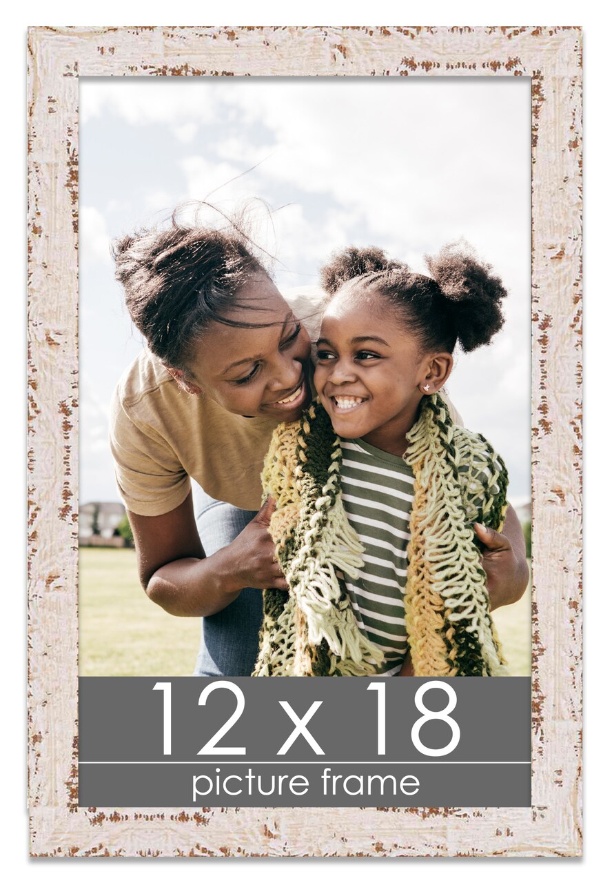 Shabby Chic White Picture Frame - UV Acrylic, Foam Board Backing, Hanging Hardware